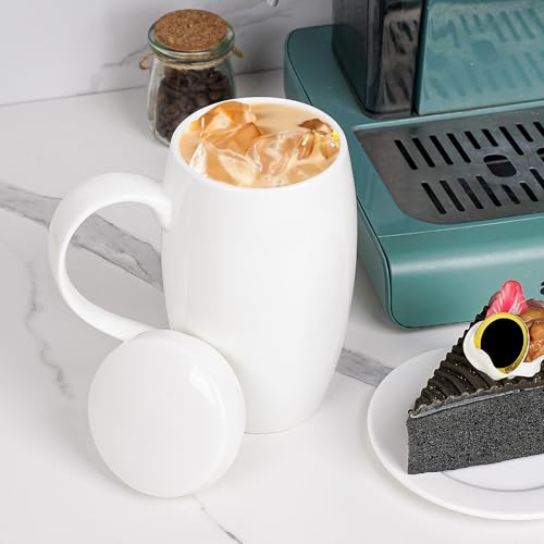 Taza de café grande Linkidea 22 oz con tapa blanca miniatura 4