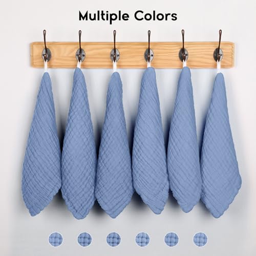 Image of Unnivoll Muslin Burp Cloths Baby 12''X12'', Baby Washcloths 6 Pack, 100% Cotton Baby Wash Cloths Absorbent and Soft for Newborn Infants Kids Boys Girls - Sapphire Blue