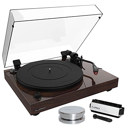 Fluance RT83 Reference High Fidelity Vinyl Turntable Record Player with Ortofon 2M Red Cartridge, Speed Control Motor, Record Weight, 3 in 1 Stylus and Record Cleaning Vinyl Accessory Kit