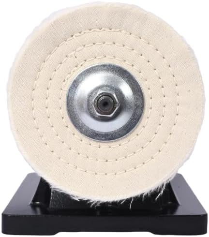 6-Inch Electric Polisher Benchtop Buffer Grinder 4PCs 80Ply Thic Buffing Wheels Benchtop Buffing Machine for Polishing Metal,Jewelry,Knives,Wood,Jade and Plastic (Gray, 6-Inch)