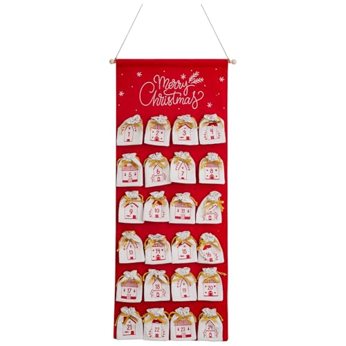 Heyaner Calendário Do Advento De Natal 24 Dias Reutilizável Com Bolsos, Ideal Para Pendurar E Decorar A Parede Com Chocolates E Doces. Sacola De Tecido Para Guardar Na Parede, Perfeita Para Crianças.