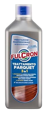 Foto di FULCRON Trattamento Parquet 3in1 - Protegge, Lucida e Deterge, Pulizia Pavimenti Anche Laminati e Linoleum, Protegge Pavimento, Dona Brillantezza, Deterge Senza Aloni, Profumo di Arancia e Miele, 1L