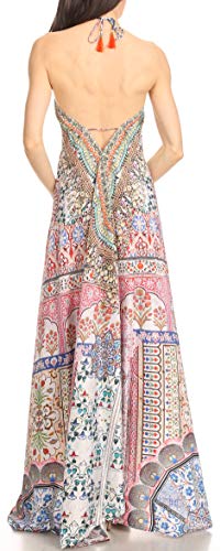 Image of Sakkas Lizi Womens Maxi High-Low Halter Handkerchief Long Dress Beach Party
