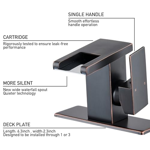 Image of AVSIILE LED Bathroom Sink Faucet, Oil Rubbed Bronze, Waterfall, Side Handle