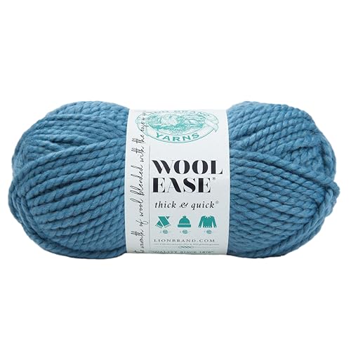Image of Lion Brand Yarn Wool-Ease Thick & Quick Yarn, Soft and Bulky Yarn for Knitting, Crocheting, and Crafting, 1 Skein, Air Force | Super Bulky Wool Acrylic Blend Fiber for Soft Hats, Sweaters, Chunky Blankets, Yarn for Crochet, Knitting, Crafts, Weaving
