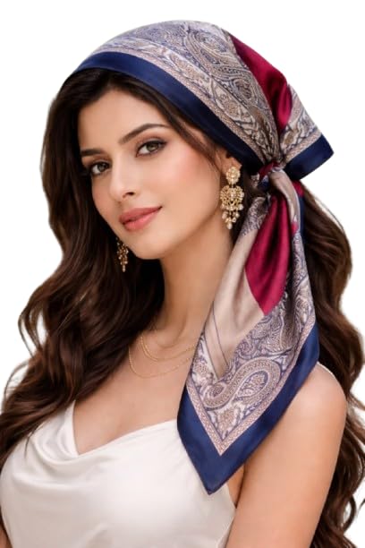 Image of Silk Head Scarf for Women - Luxury Satin Silk Hair Scarf, Soft Bandana Wrap for Sleeping, Hair Protection & Styling