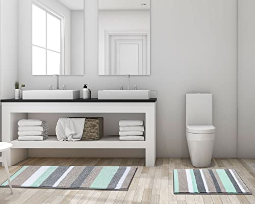 Hebe Bath Rugs For Bathroom Sets 2 Piece Non Slip Washable Bath Mats Set Soft Microfiber Shaggy Bathroom Floor Carpet Water Absorbent Bathroom Rugs And Bath Runner Mats Set #TOP1