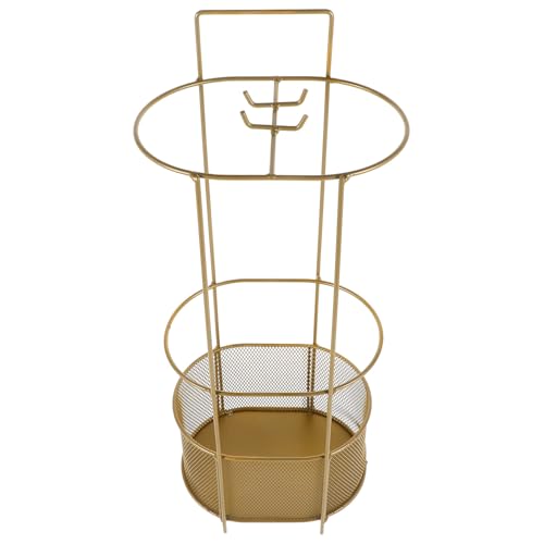 Porte-parapluies métallique doré stable anti-gouttes pour entrée nette