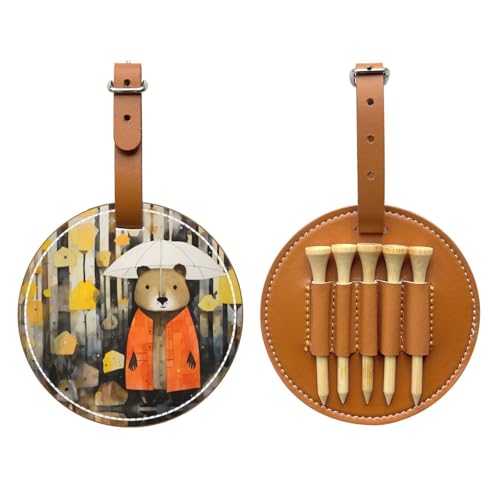 Groundhog Illustration Brown Printed Golf tee Storage Bag - Portable Design, Easy to Organize tee