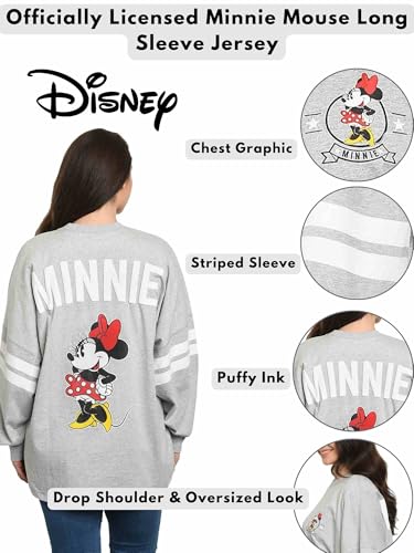Disney Minnie Mouse Womens Long Sleeve Jersey Oversized Crewneck Shirt3