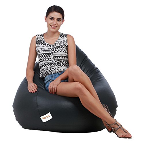 Image of Sattva Combo Classic XXL Bean Bag Grey and Round Footstool Filled with Beans - Grey with Pink Piping