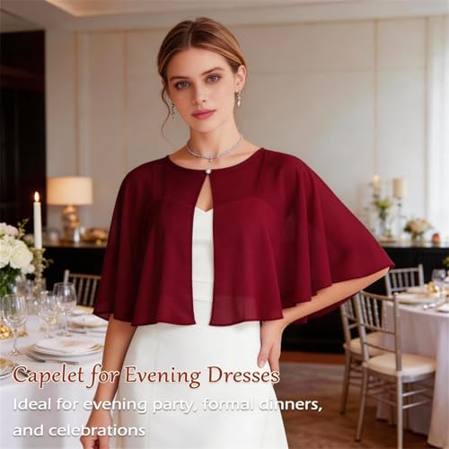 Image of Ciormis Chiffon Capelet Women's Soft Shawls and Wraps for Evening Dresses, Wedding Formal Dress Shawl Cape Cover up