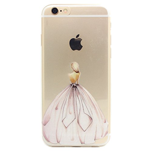 iPhone 6 Case, iPhone 6s Case, JAHOLAN Amusing Whimsical Designs Clear TPU Soft Case Rubber Silicone Skin Cover for Normal 4.7 inches iPhone 6/6s - Wedding Dress Girl