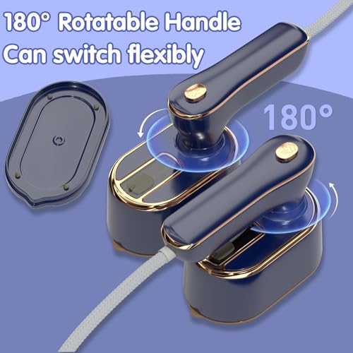 Image of Travel Steamer Iron for Clothes Mini - Portable Ironing Machine Travel Small Size Portable Steamer Travel College Dorm Home Essentials (Blue)