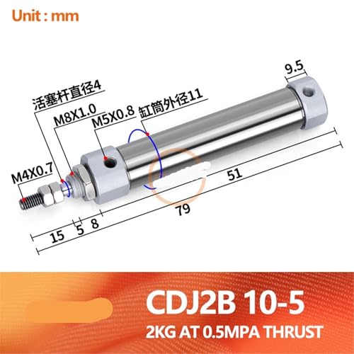 Vérin pneumatique CDJ2B16 pour intégration en espace restreint