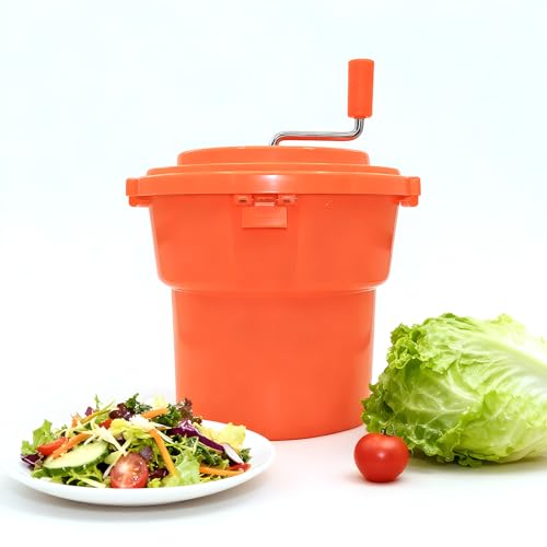 Hakka 2.5 Gallon Salad Spinner,Commercial Restaurant Manual Lettuce Dryer for Vegetable Fruit Dryer Mixer(Orange)