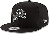 New Era NFL 9FIFTY Black White Adjustable Snapback Hat Cap One Size Fits All (Detroit Lions)