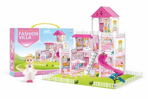 Image of Princess Dream Doll House Girls Toys,Doll House, 3 Story 8 Rooms Dollhouse with 2 Dolls, Dollhouse Furniture Accessories with Light, Toddler Playhouse Gift for 3 4 5 6 7 8 9 10 Year Old Girls Toys