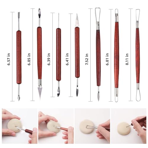 blisstime 18pcs clay sculpting tools basic clay pottery carving tool kit with wooden handles and tool bag