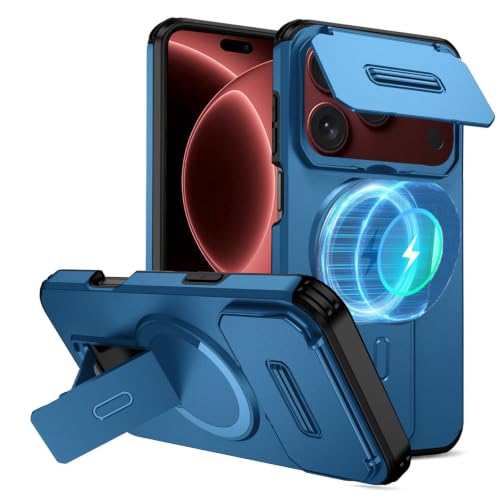 NAOKIFU iPhone 18 Pro Max�p���C�P�[�X�AMagsafe�Ή� [�X���C�h�J�����J�o�[][�R�p�O���[�h�̕ی�] ���ϋv �ϏՌ� ��� �X�}�z�P�[�X iPhone 18 Pro Max�p �X�^���h�t���A�u���[