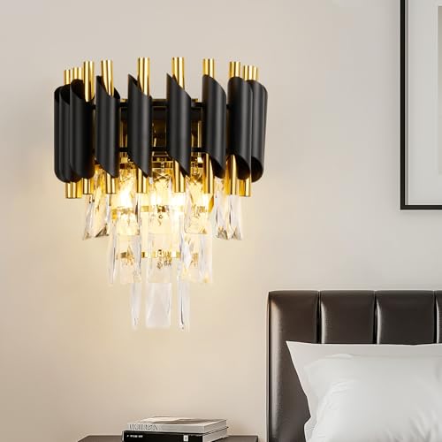 HARPER LIVING Crystal Wall Light, Modern Wall Lamp Indoor with 3 ...