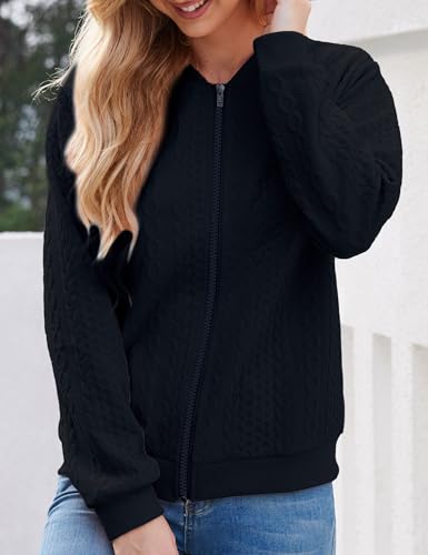 Image of WROLEM Zip Up Sweatshirts for Women Casual Outfits Cardigan Outerwear Trendy Winter Jackets Coat