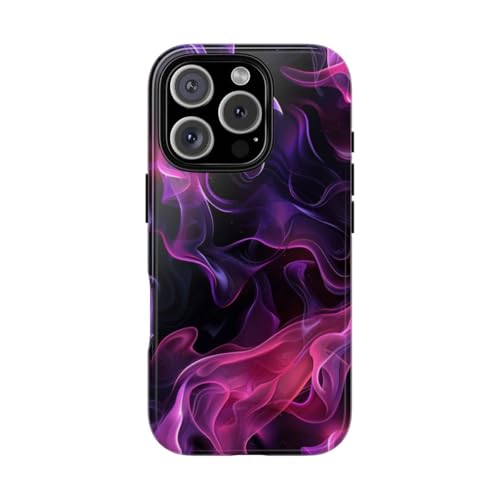 Coque flammes abstraites violettes iPhone 16 Pro pour styliser vos tenues de soirée