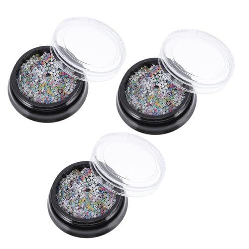 BESTYASH 3 Pack Snowflake Sequins Nail Flakes Manicure Decorations Glittery Flakes for DIY Nail Art Skin Friendly