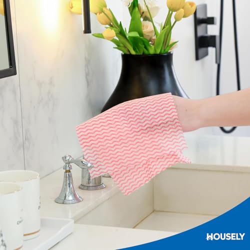 Image of HOUSELY Kitchen Towel Roll Pack of 1 Kitchen Tissue Roll for Cleaning Reusable Kitchen Towel Roll Soft and Highly Absorbent Kitchen Cleaning Cloth NonWoven Multipurpose (80 Pulls Per Roll, 80 Sheets)