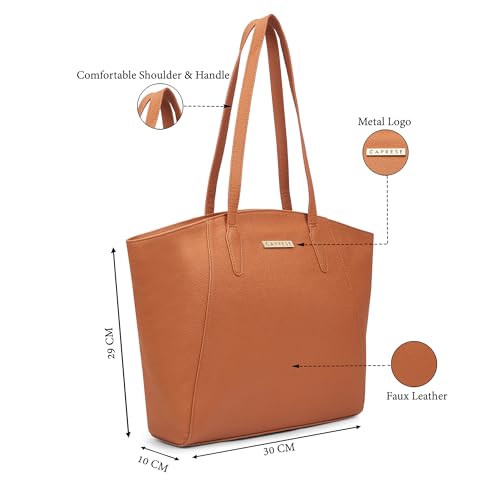 Image of Caprese Ruby Large Tote Bag for Women with Comfortable Straps | Stylish Shoulder & Handheld Bag | Fits Up to 16 Inch Laptop | Durable, Multi-Compartment Design for Work, Travel, Shopping