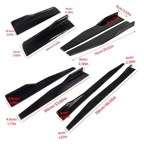 Faldones laterales de coche con spoiler estilo hoja en ABS negro para protección aerodinámica 4