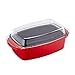 relaxdays 10031497 Rôtissoire Couvercle, revêtement Anthracite,Forme de Casserole,Fonte Aluminium Rouge et Verre, pour oies