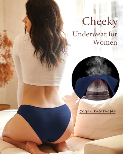 Image of Cotton Underwear for Women Cheeky Hipster Panties Sexy Cute Bikinis 6 Pack