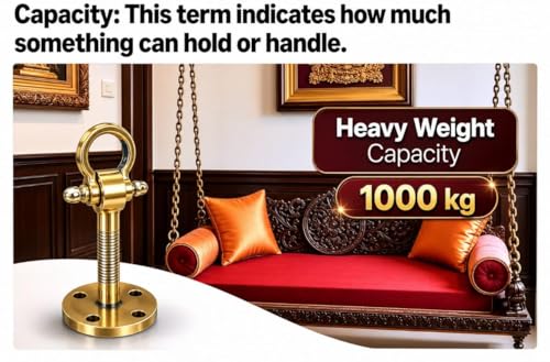 Image of 10 Inch Long Antique Brass Finish Swig Hanging Hooks and Swing Kadu Heavy Duty Hooks for Hanging Hammok & Swing with Anchor Bolt Fastener(Pack of 1) Weight Capacity 1000 Kg