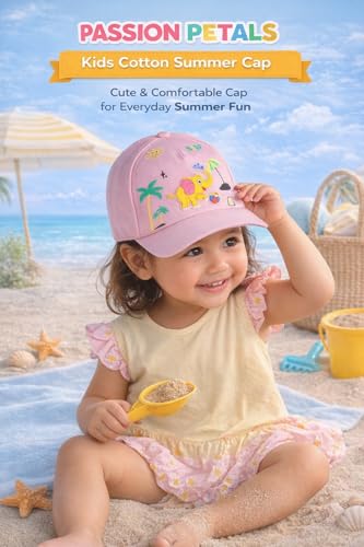 Image of PASSION PETALS Summer Dino Rockstar Baseball Cap for Kids Boys and Girls 2-4Years