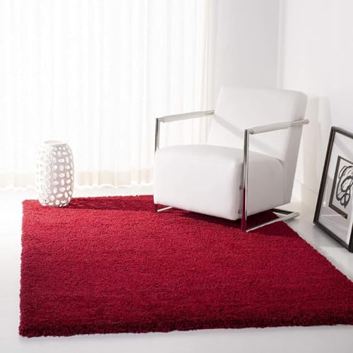 Image of Handmade 2 inch Pile Height Super Soft Touch Export Quality Plain shag Carpets for Home Size 5 X 8 Feet Color Maroon