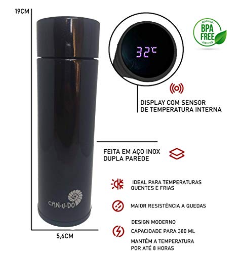 Garrafa Térmica de Inox Smart - 380ml (Preto)