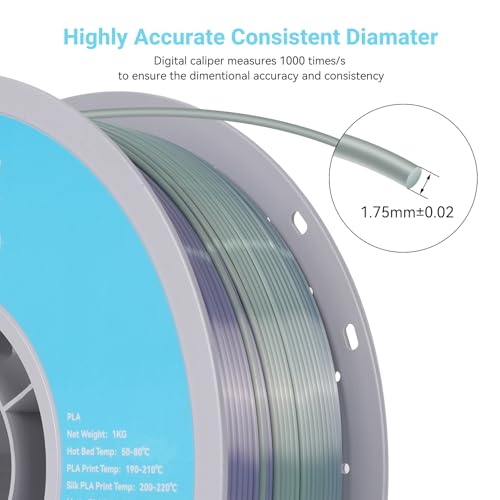 Image of Silk Rainbow PLA 3D Printer Filament Bulk,10Rolls,1KG Spool(2.2lbs) 1.75mm, Multicolor Gradient Filament for Most FDM 3D Printers,7 Rolls Silk Rainbow + 3 Rolls Matte Rainbow PLA.