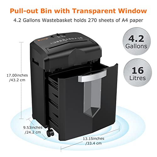 Image of Bonsaii 12 Sheet Micro Cut Paper Shredder | 60-Minute Continuous Run Time | Home Office Heavy Duty Shredder for CD, Credit Card, Mails, Staple, Clip, Jam-Proof System | 4.2 Gal Pullout Bin | C266-B