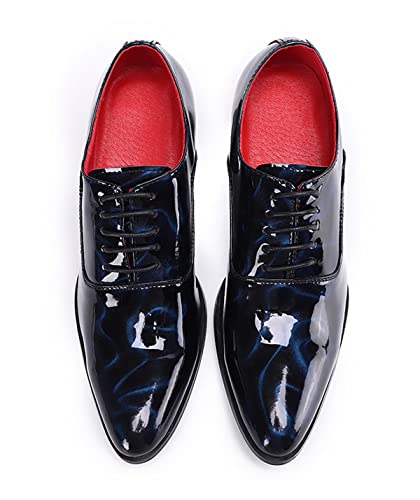 Santimon Men's Fashion Patent Leather Pointed Toe Lace-Up Comfort Casual Dress Formal Oxfords Shoes4