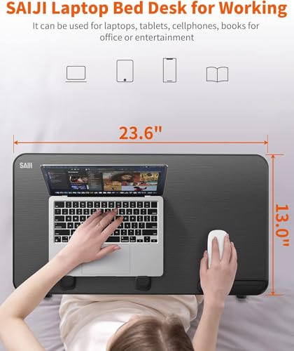 image for Laptop Desk for Bed, SAIJI Lap Desks Bed Trays for Eating Writing, Adj