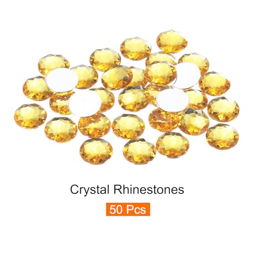 Image of MECCANIXITY Flat Back Round Acrylic Rhinestones,12mm Yellow Flatback Crystal Rhinestones for Crafts Clothes Shoes DIY Decoration Gifts 50Pcs
