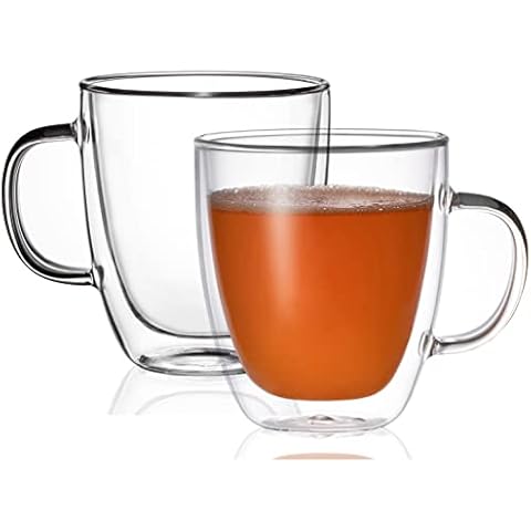 BothEarn Glass Coffee Mug Set of 2 - Double Wall Clear Espresso Cup with Large Handle, Great for Latte, Cappuccino and Juice, 19 Ounce (560 ml), BE026 Cover