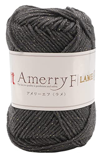 ハマナカ 手編み毛糸 アメリーエフ ラメ 合太 COL. 611 グレー 系 30g 約 127m 2547