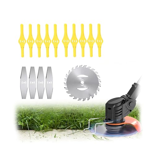EVOKRYL Aero X1-RB 15Pcs Cordless Grass Strimmer Blades Replacement Kit - 10 Plastic + 4 Long Metal Strimmer Blades + 1 Round Steel Blade