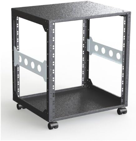 12U 482.6mm (19") Mini Rack - Open Frame - 440 mm Depth - Black - Server Enclosure Studio Cabinet - Flight case
