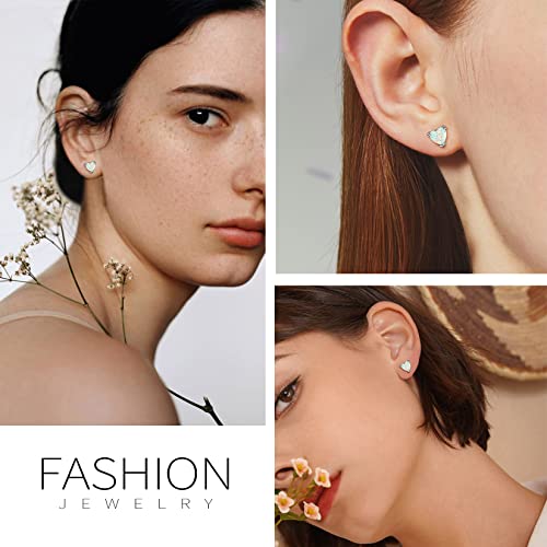 925 Sterling Silver Stud Earrings for Women, Heart/Round Birthstone Earrings Birthday Jewelry for Women Wife Daughter (with Gift Box)3