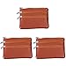 GALPADA 3pcs Lightweight Minimalist Zipper Holder Zip Pocket Brown Purse with Ring Case Keychain Wallet Credit Money Fashion Organizer Pouch Slim Small Men Card for and Women Business