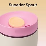 Owala SmoothSip Slider Insulated Stainless Steel Coffee Tumbler, Reusable Iced Coffee Cup, Hot Coffee Travel Mug, BPA Free 12 oz, Pink/Tan (Daybreak)