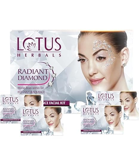 Lotus Herbals Radiant Diamond Gesichts-Set – 4-teilige Pflege Mit Diamantstaub & Zimt (170 G)